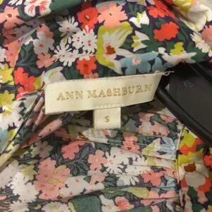 Ann Mashburn Cotton Print Blouse with Tie - Size Small